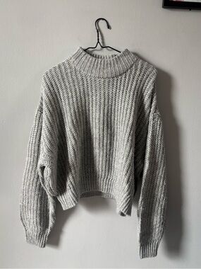 H&M Light Gray Chunky Knit Turtleneck Sweater